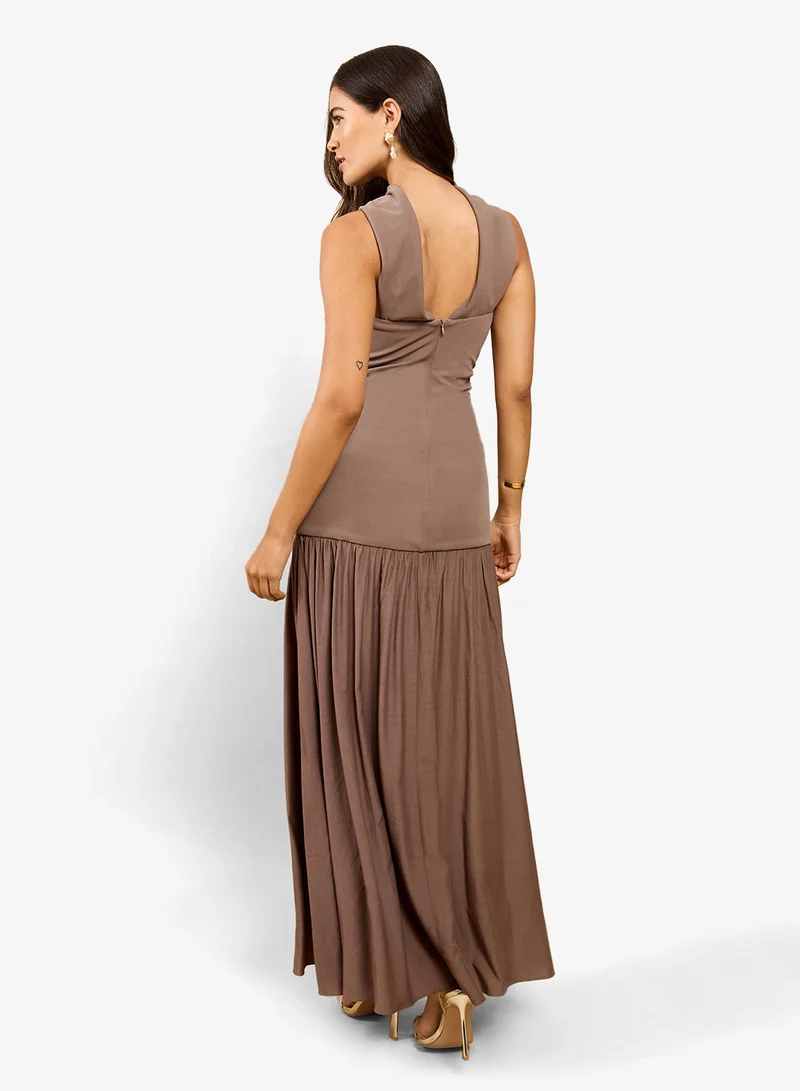 Little Mistress Mink Dropped Maxi Dress